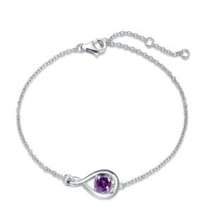 NEW Infinite Emb" February Birthstone Amethyst Infinity Symbol Sterling Silver B
